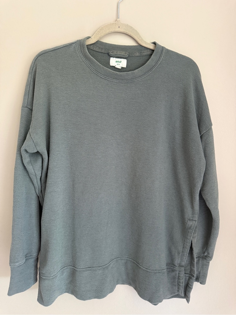 NWOT Aerie Crewneck Waffle Knit Sweater - Sage Green, size XS
